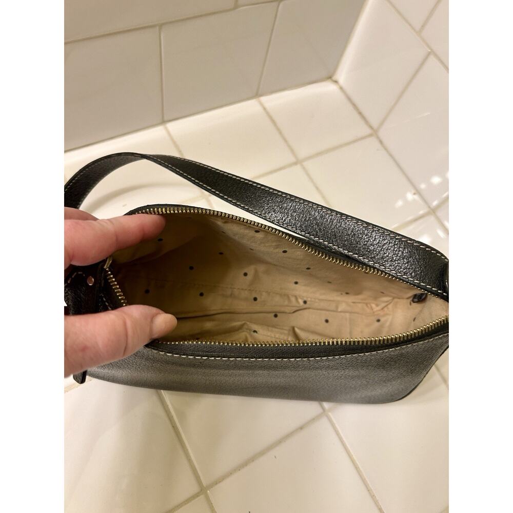 Kate Spade New York Black Pebbled Leather Baguette Shoulder Bag Dot Lining - Picture 6 of 8